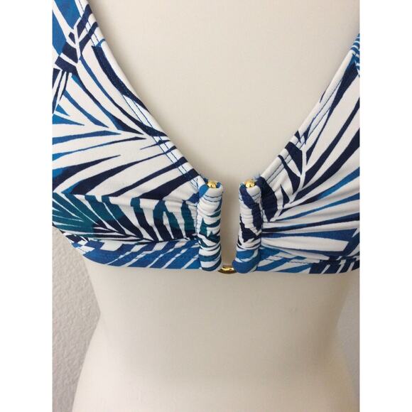 Bleu Rod Beattie Swim Bikini Top X Back Tropical Blue Swimwear - Picture 2 of 8